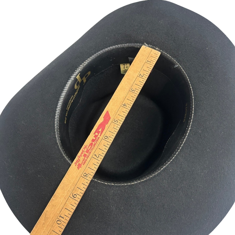Dorfman Pacific Dakota 100% Wool Cowboy Hat 7 1/4 Black Studded Western Goth - Picture 8 of 10